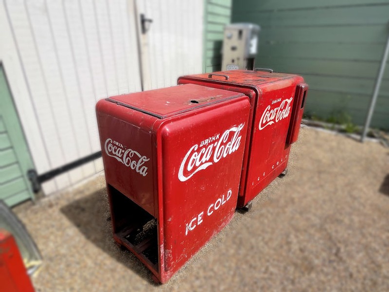 Original 1940s Coca Cola Westinghouse Jnr and Standard ice chests