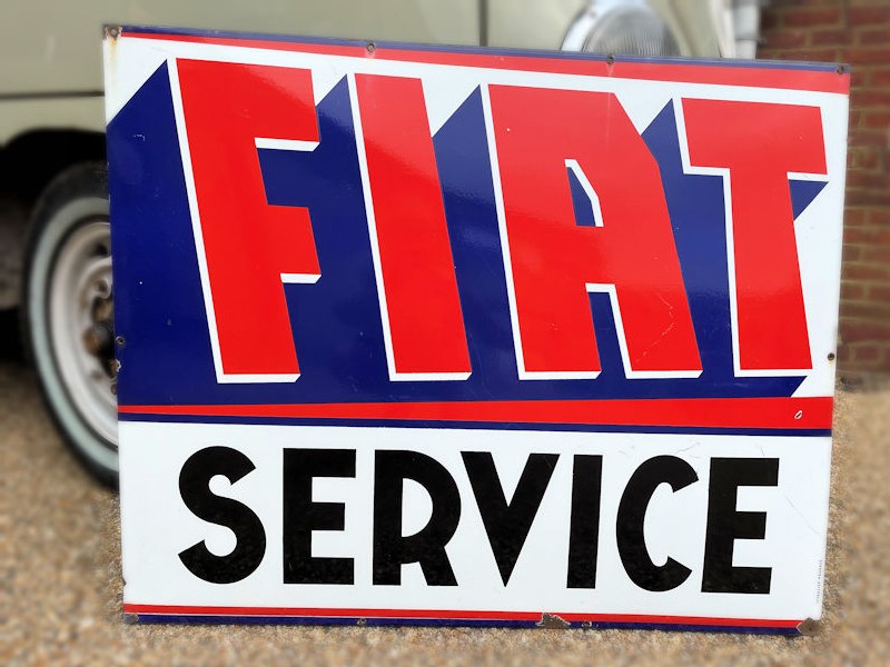 Original enamel Fiat service sign