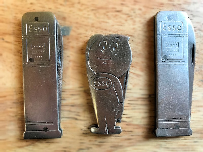 Original vintage Esso metal penknives