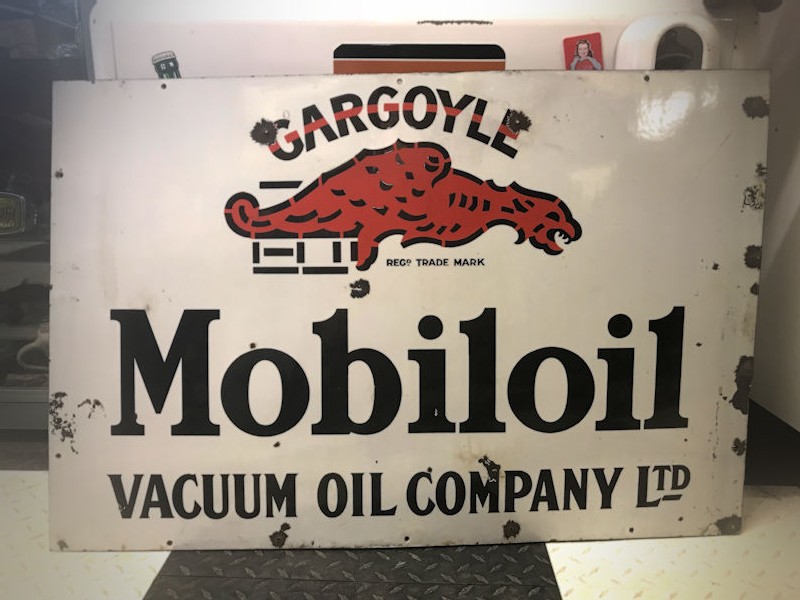 Early original Gargoyle Mobiloil enamel sign
