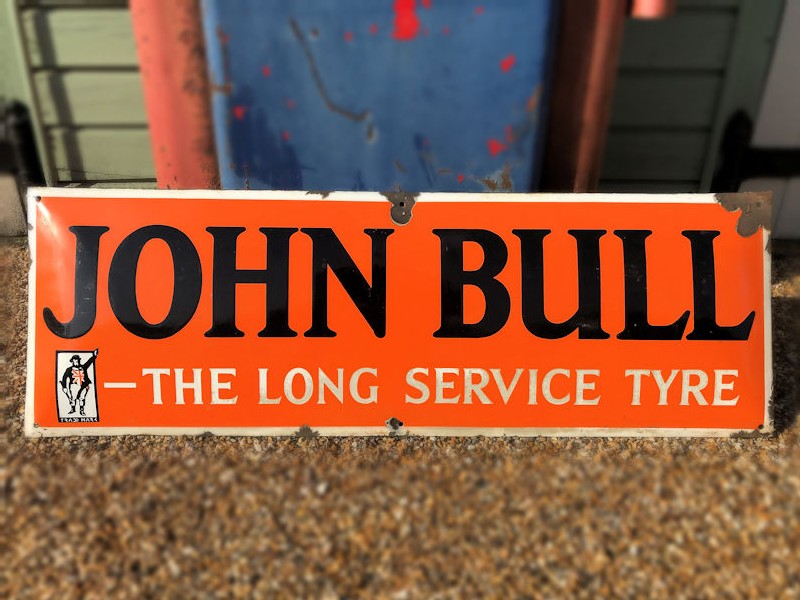 Original enamel John Bull tyres sign