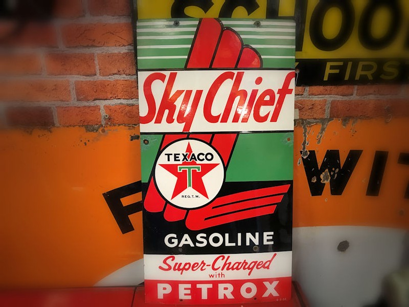 1957 enamel Texaco Sky Chief sign