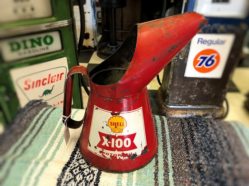 Original vintage Shell and Esso oil pourers