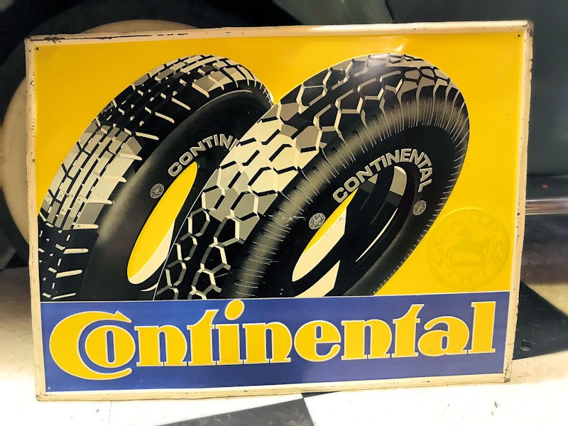 1950s embossed tin Continental tyres sign