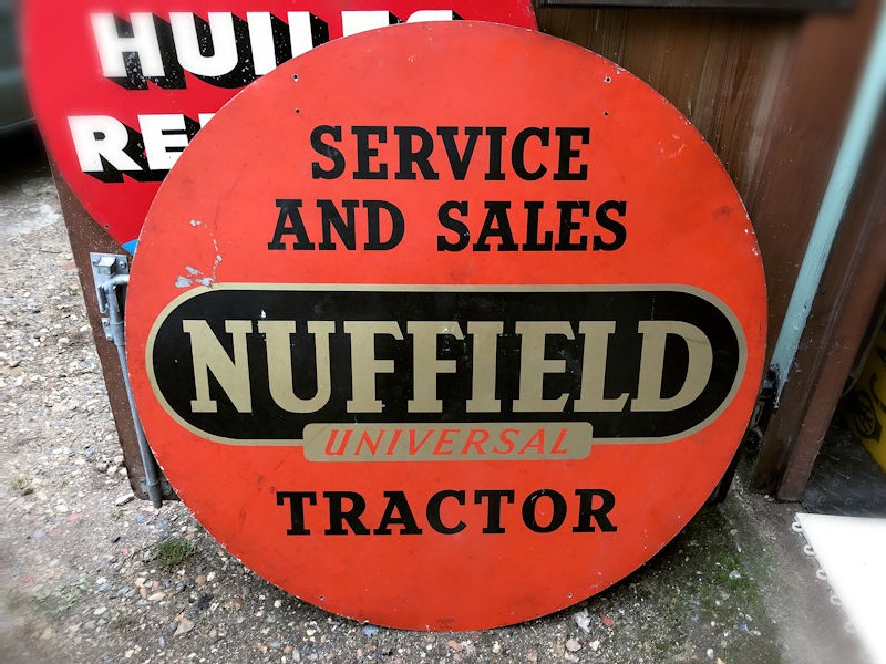 Original double sided painted tin Nuffied Universal Tractor sign