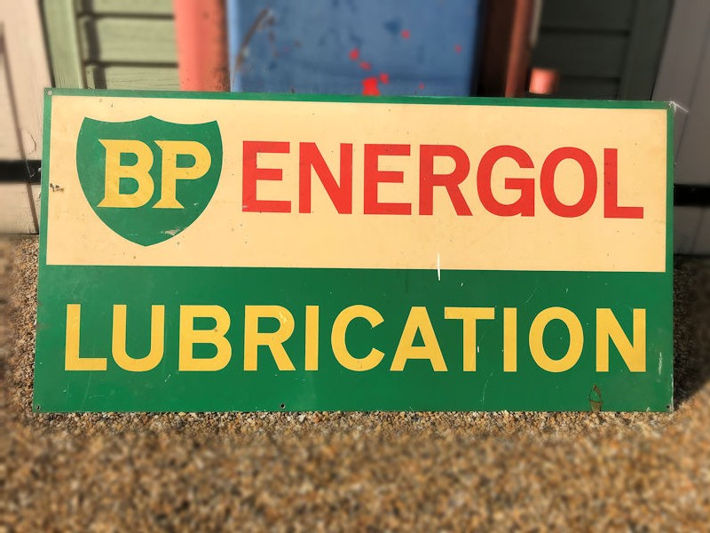 Original painted tin BP Energol lubrication sign