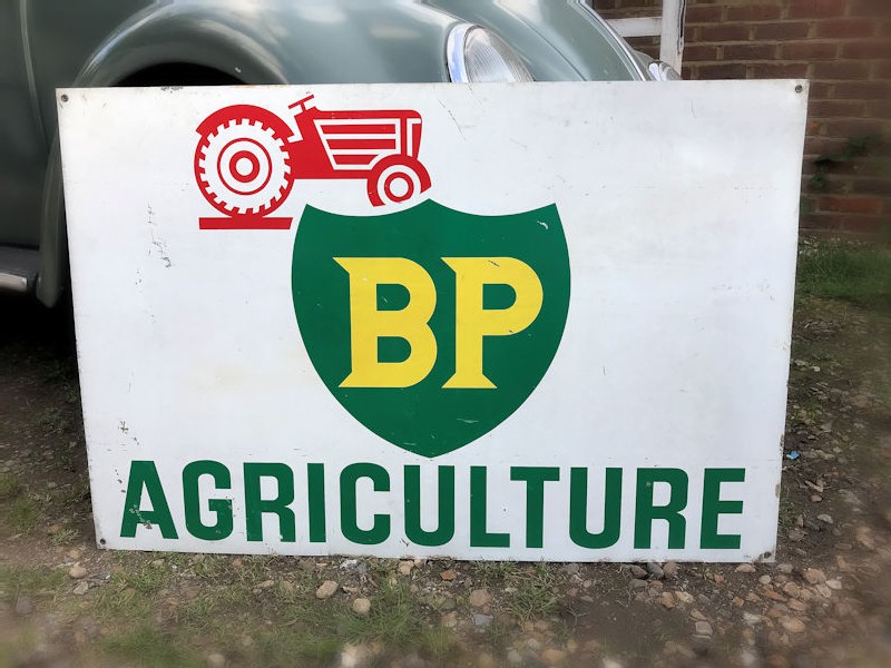 Original tin BP agriculture tractor sign