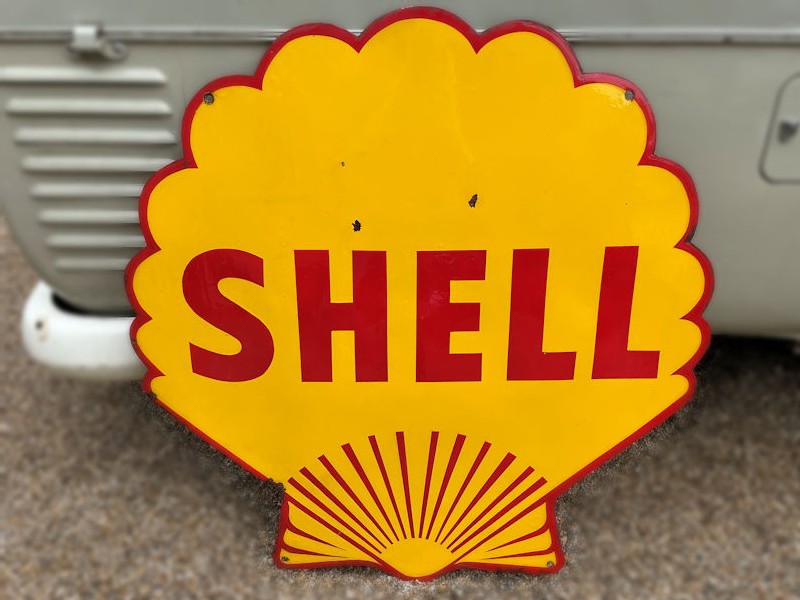 Original double sided enamel clam Shell sign