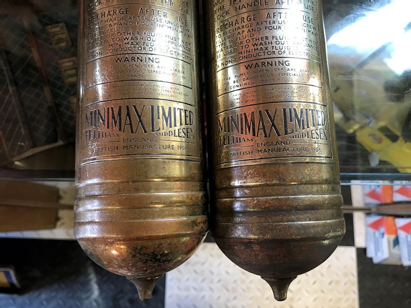 1940s/1950s brass Auto Minimax car fire extinguishers