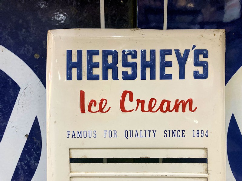 Original Hershey ice cream embossed menu board sign