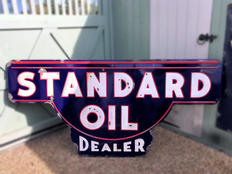 Original enamel embossed Standard Oil Dealer sign