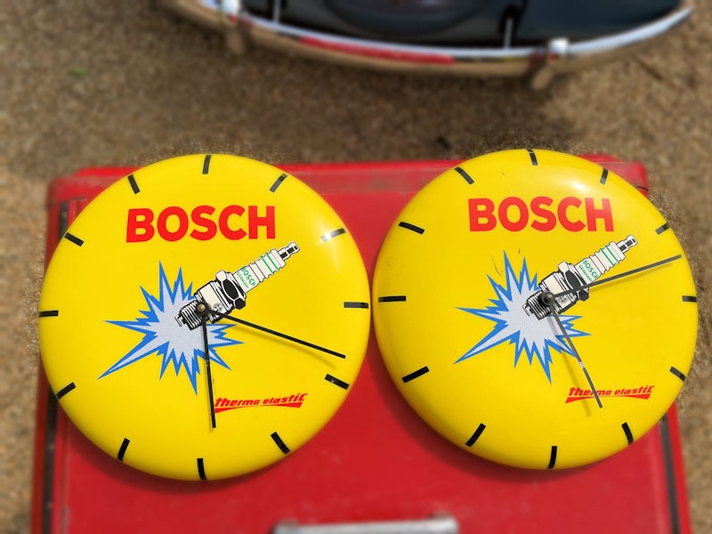 Original Bosch spark plug dealership clocks