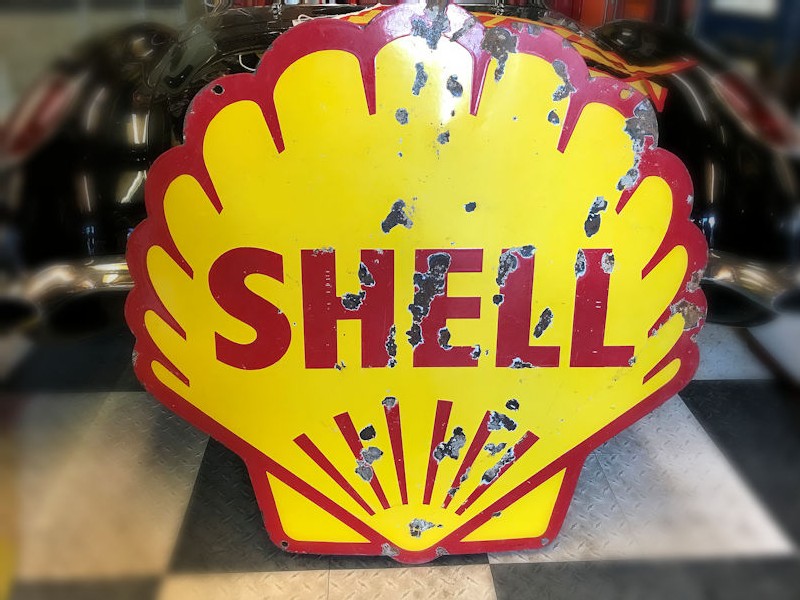 Double sided enamel Shell clam shell sign