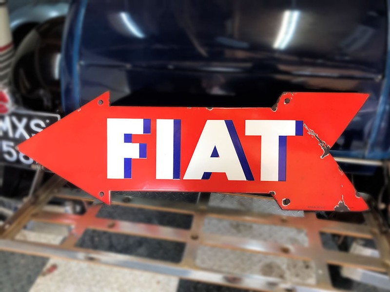 Original enamel Fiat dealership sign