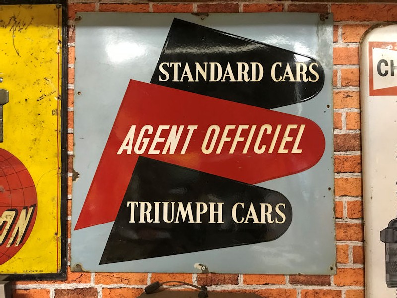 Rare enamel Agent Officiel Standard Cars and Triumph Cars sign