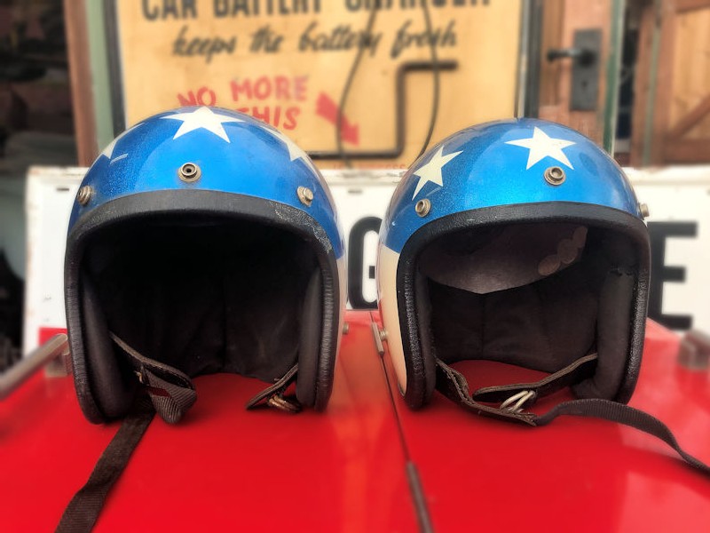 1960s Captain American Evil Knievel crash helmets