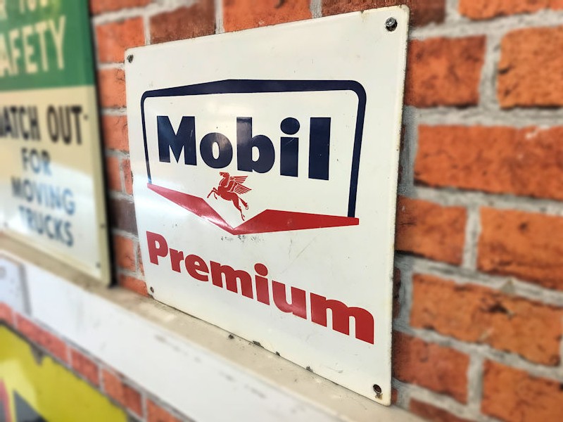 Original Mobil Premium gas petrol pump plate