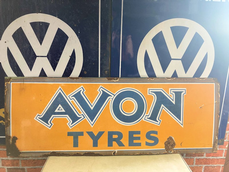 Enamel Avon tyres advertising sign