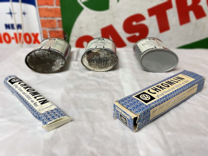 Original VW polish tins and chromlin polish in original box