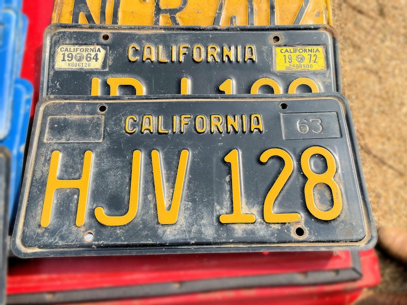 Selection of California vintage number plates 