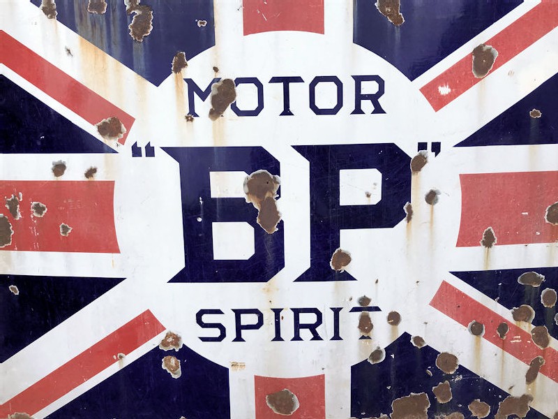 Huge 1920s enamel BP Motor Spirit sign