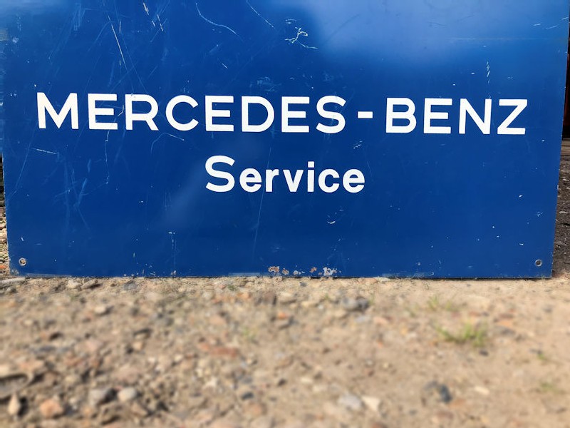 Painted tin Mercedes service dealership sign