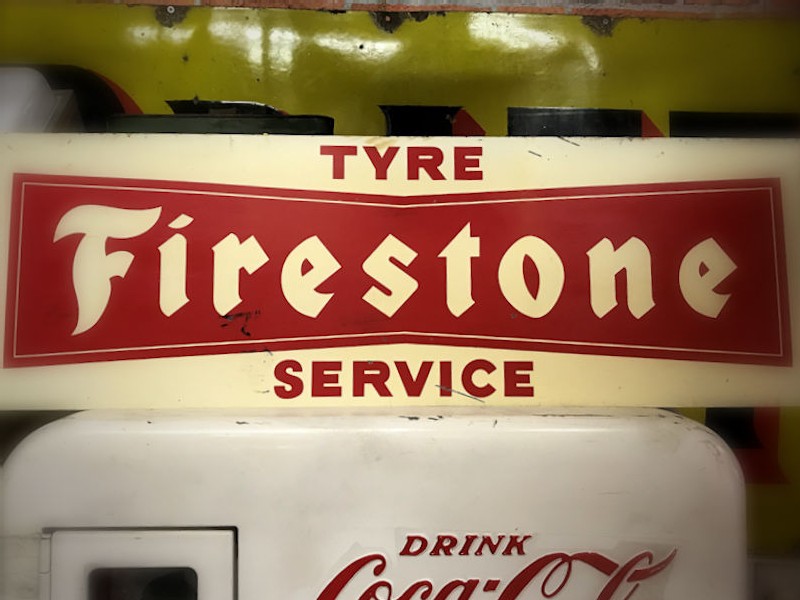Original Firestone Tyre Service tin sign