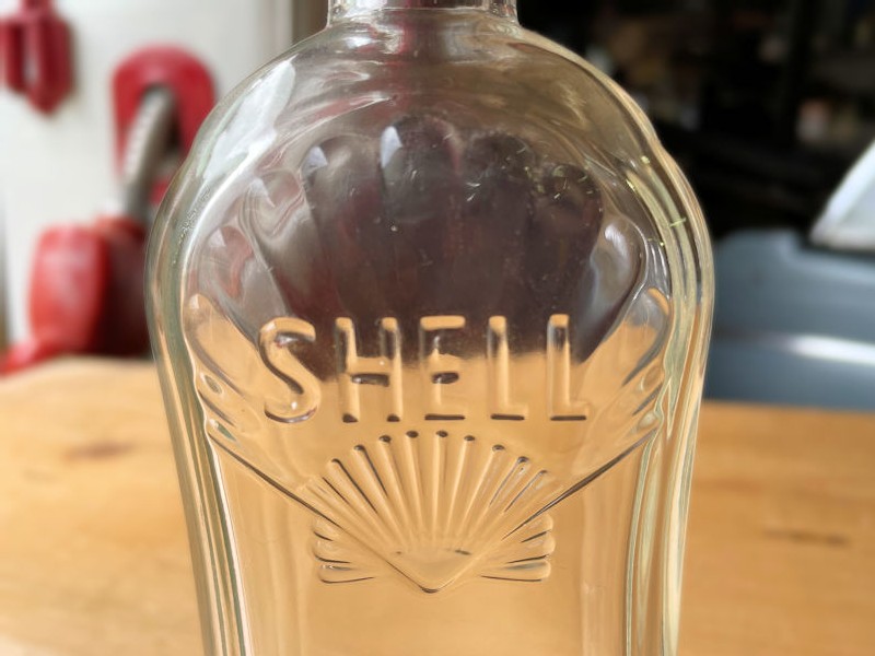 Original 1930s art deco Shell glass container