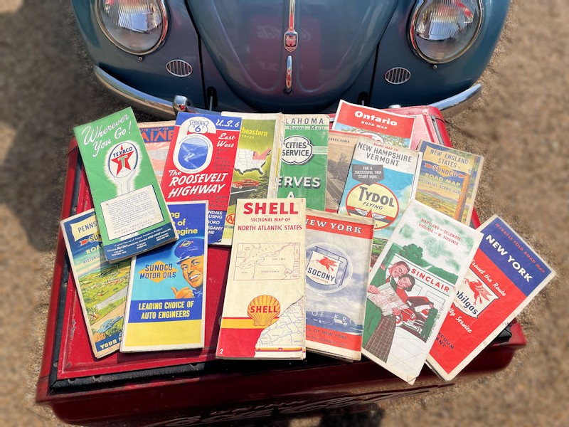 Selection of vintage 1930s and 1940s gas station maps
