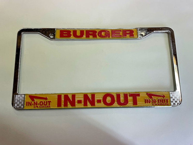 Iconic In and Out Burger license plate surround