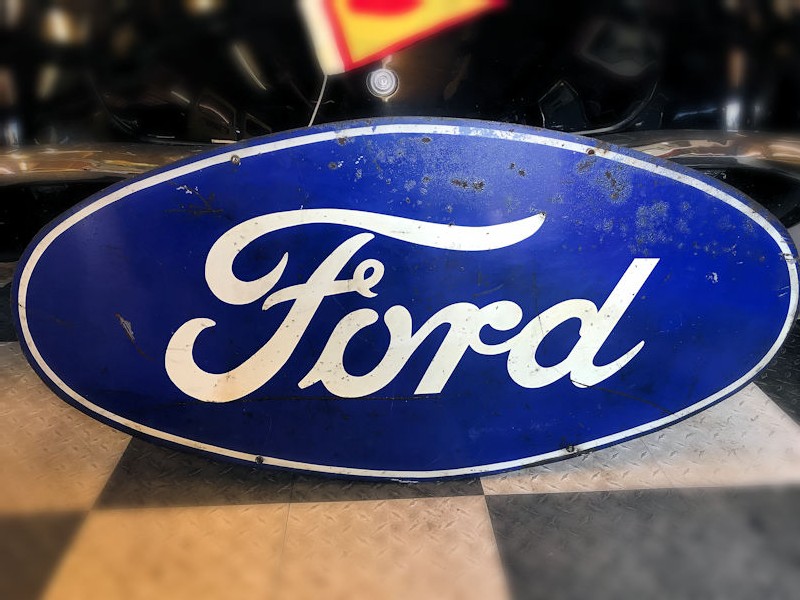 Original double sided oval tin Ford sign