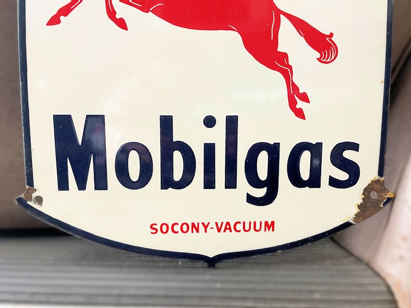 Original Mobilgas enamel sign