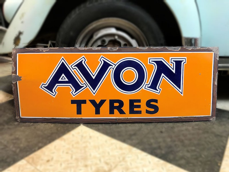 Original vintage Avon Tyres enamel sign