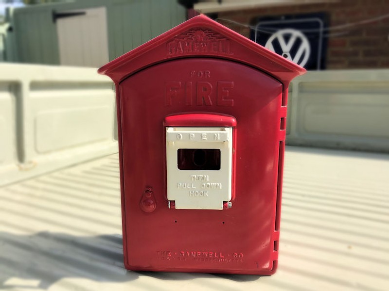 Original metal USA fire department phone box