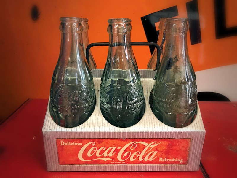 1960s Coca Cola aluminium 6 pack carrier complete with original bottles
