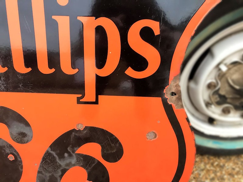 Original Phillips double sided shield enamel sign