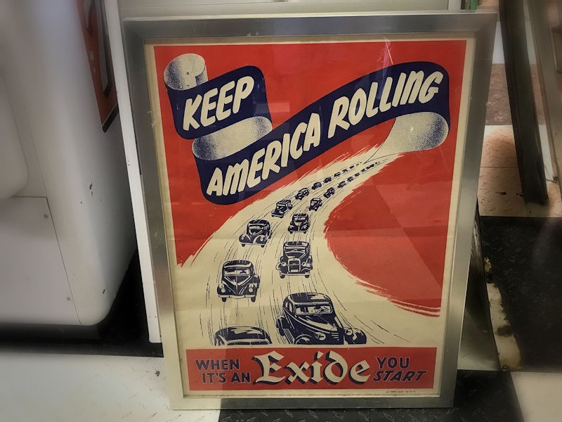 1941 Exide battery framed paper dealer advertisement