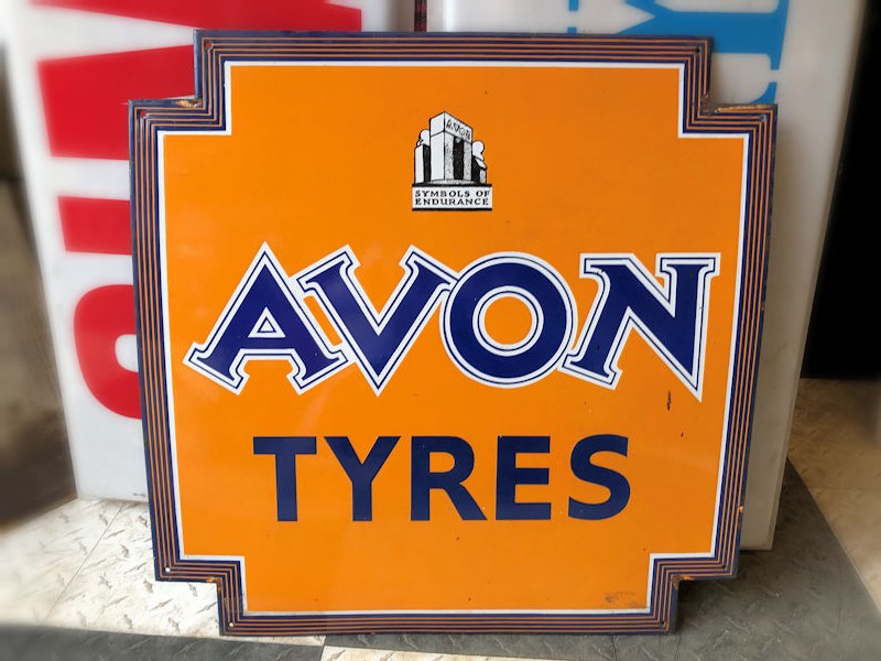 Enamel Avon tyres sign