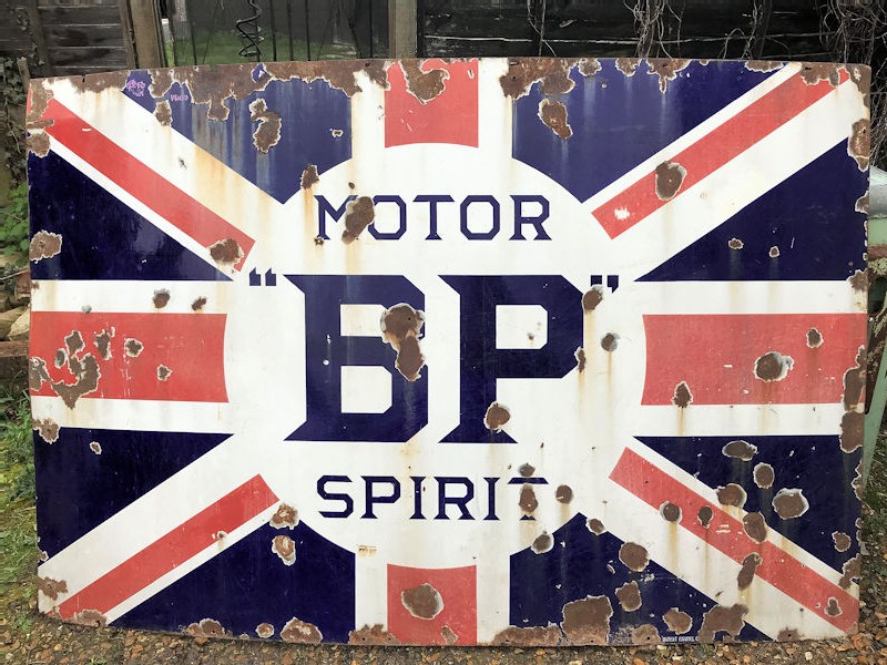 Huge 1920s enamel BP Motor Spirit sign