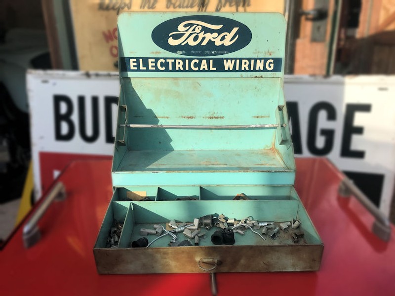 Rare original Ford electrical wiring counter top display with drawer