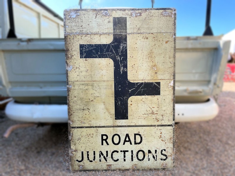 Original ROAD JUNCTION tin highways sign