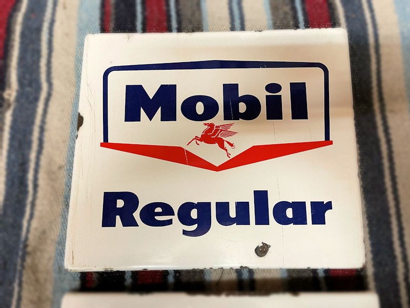 Mobil Regular enamel gas pump plates