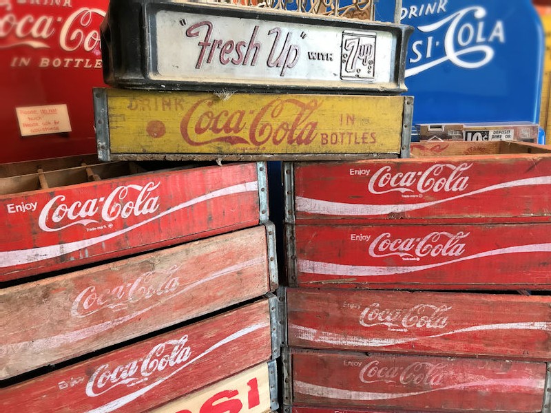 Original Coca Cola, Pepsi, Dr Pepper and 7 Up  crates