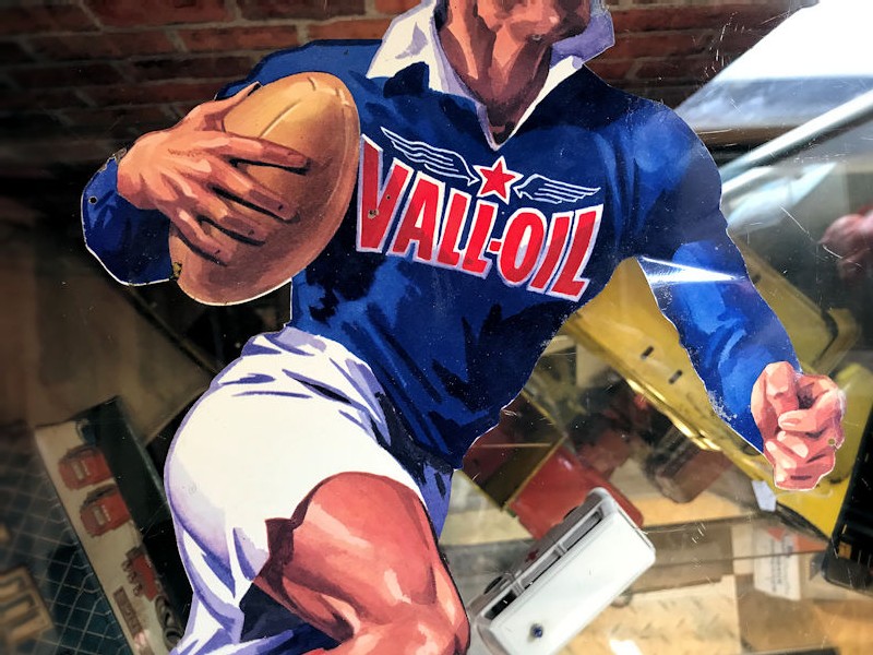 Rare 1954 Vall-Oil rugby player pin up boy