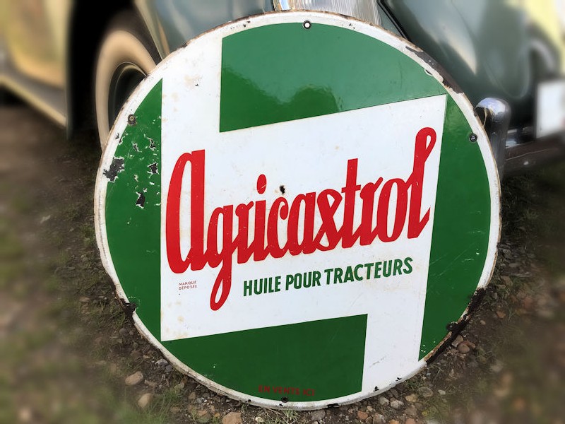 Round enamel Castrol Agricastrol tractor oil sign