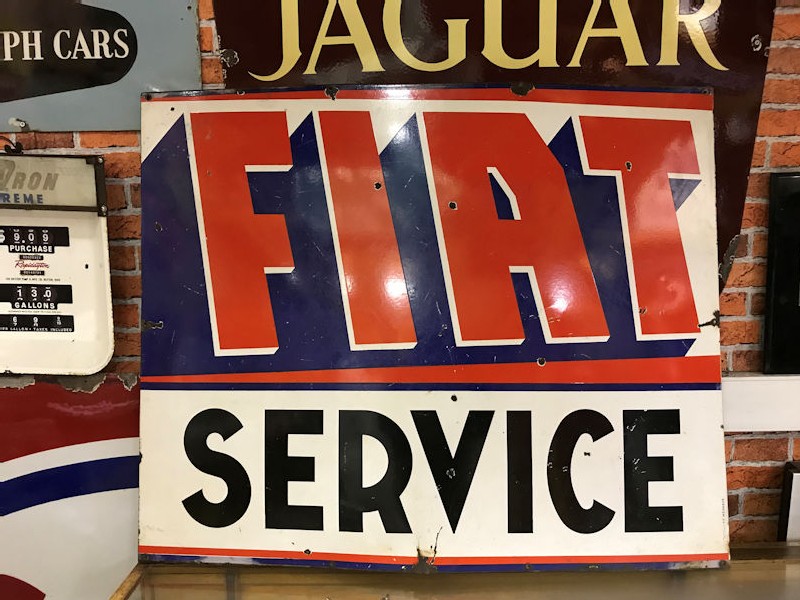Vintage enamel Fiat Service sign