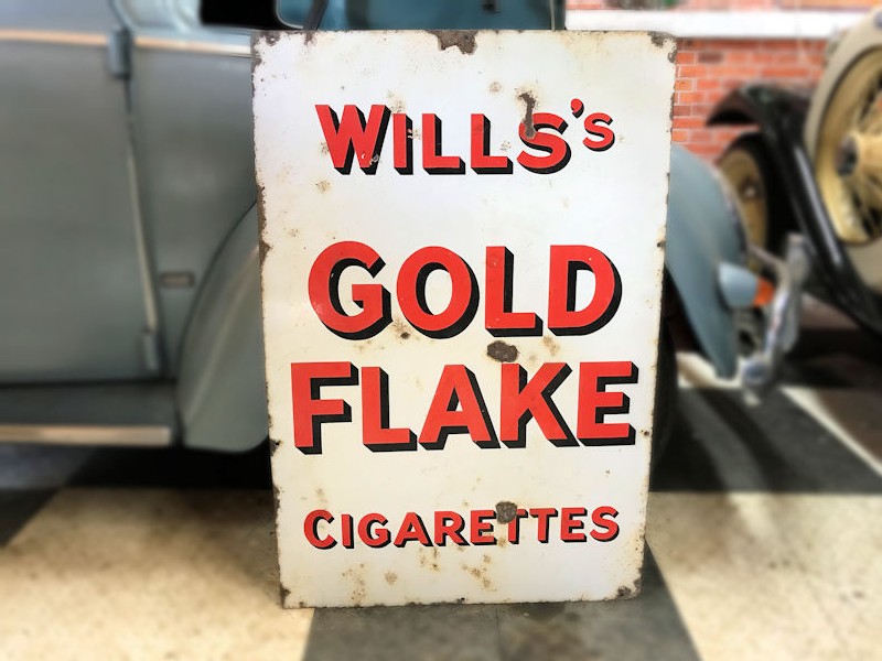Original enamel Wills Gold Flake cigarettes sign