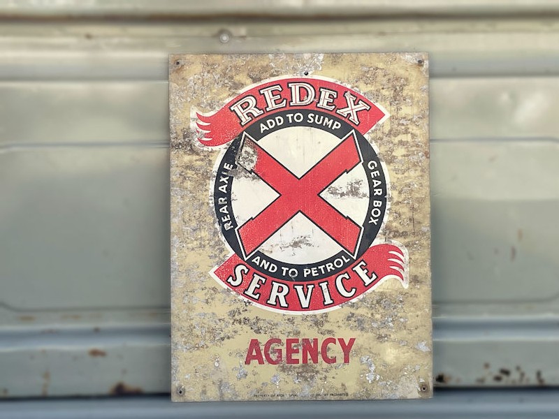 Original vintage tin Redex signs