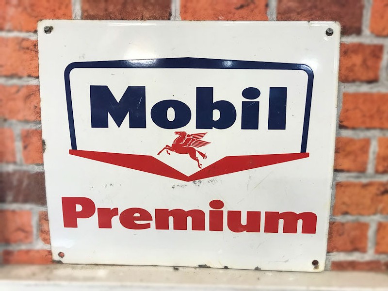 Original Mobil Premium gas petrol pump plate