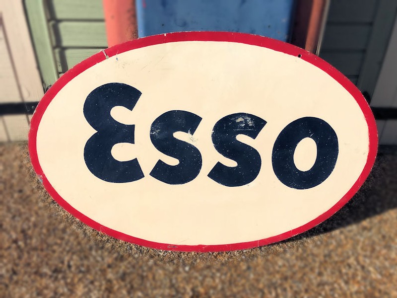 Original double sided painted tin Esso sign